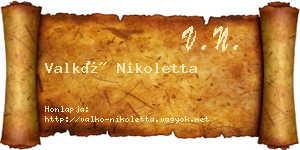 Valkó Nikoletta névjegykártya