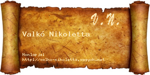 Valkó Nikoletta névjegykártya